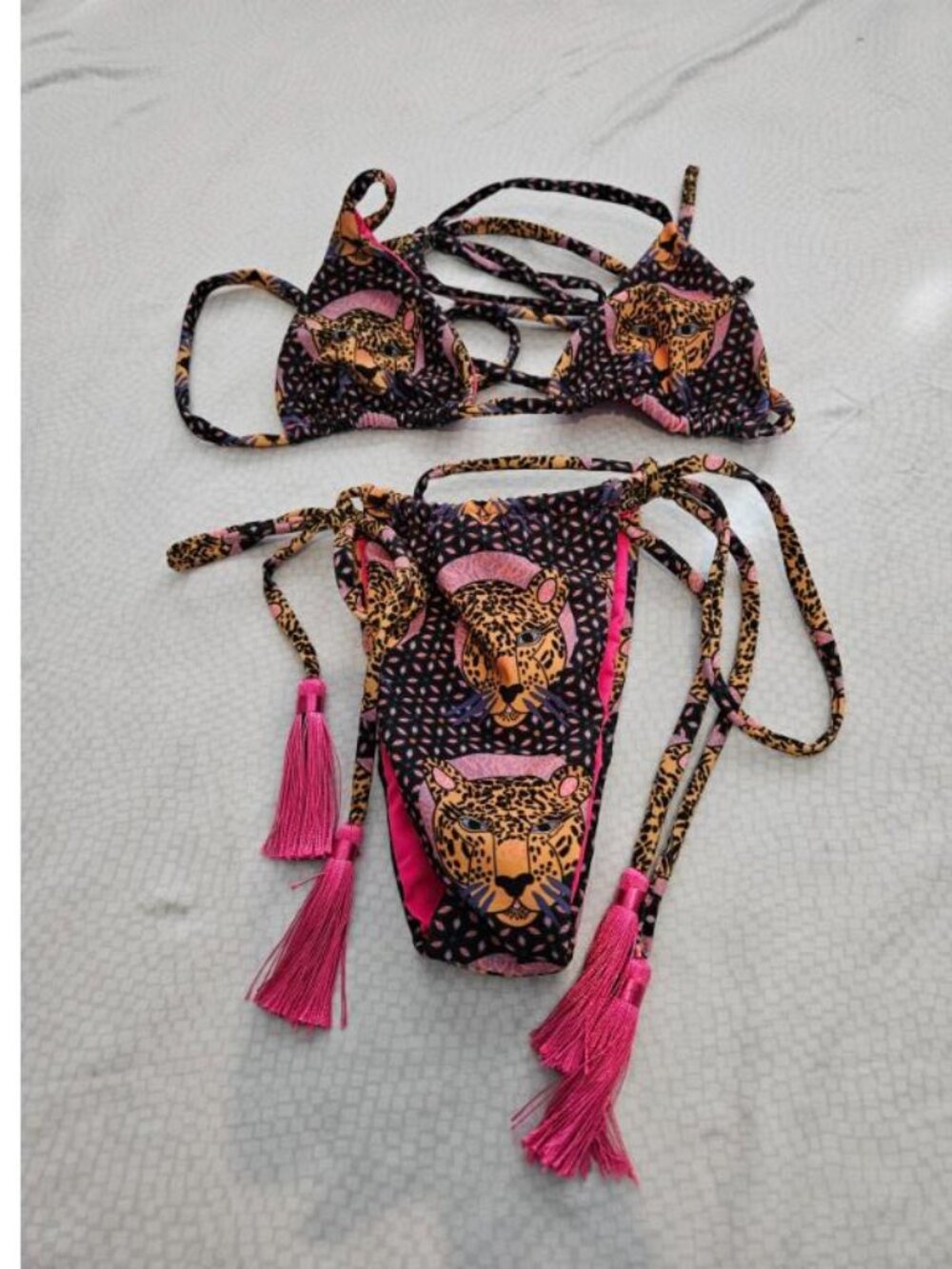 Bikini, S, Black/Fushia Tiger